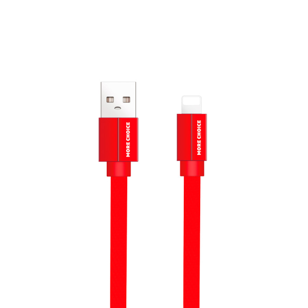 Купить Дата-кабель USB 2.1A для Lightning 8-pin плоский More choice K20i нейлон 1м (Red)